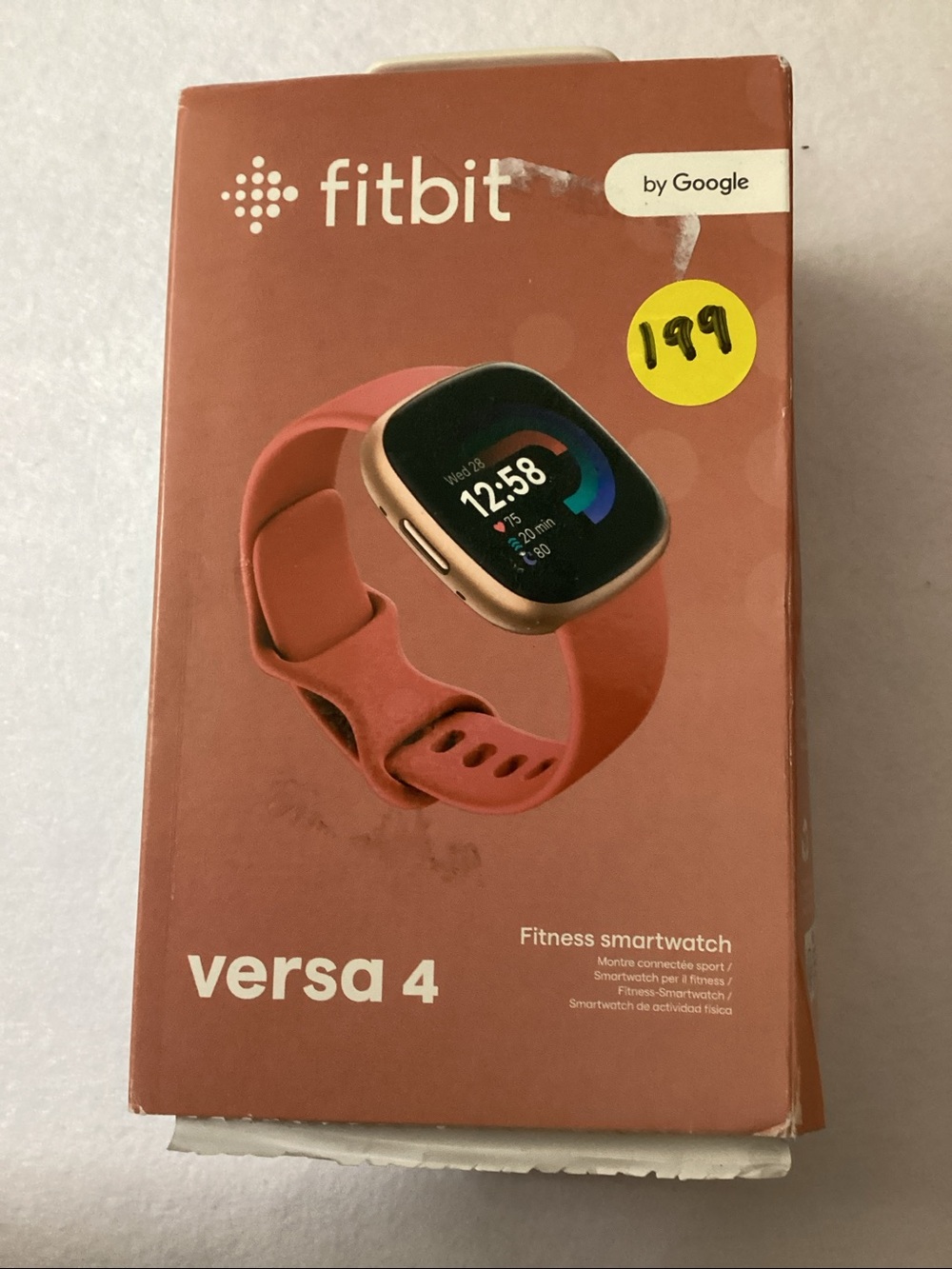 Fitbit Versa 4 Pink Sand Copper Rose Smartwatch, 39mm